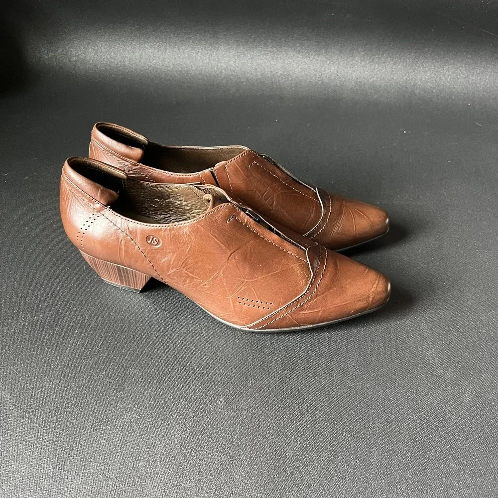 Josef Seibel Brown Leather Block Heel Booties 40 US 9.5 Comfort Shoes Academia